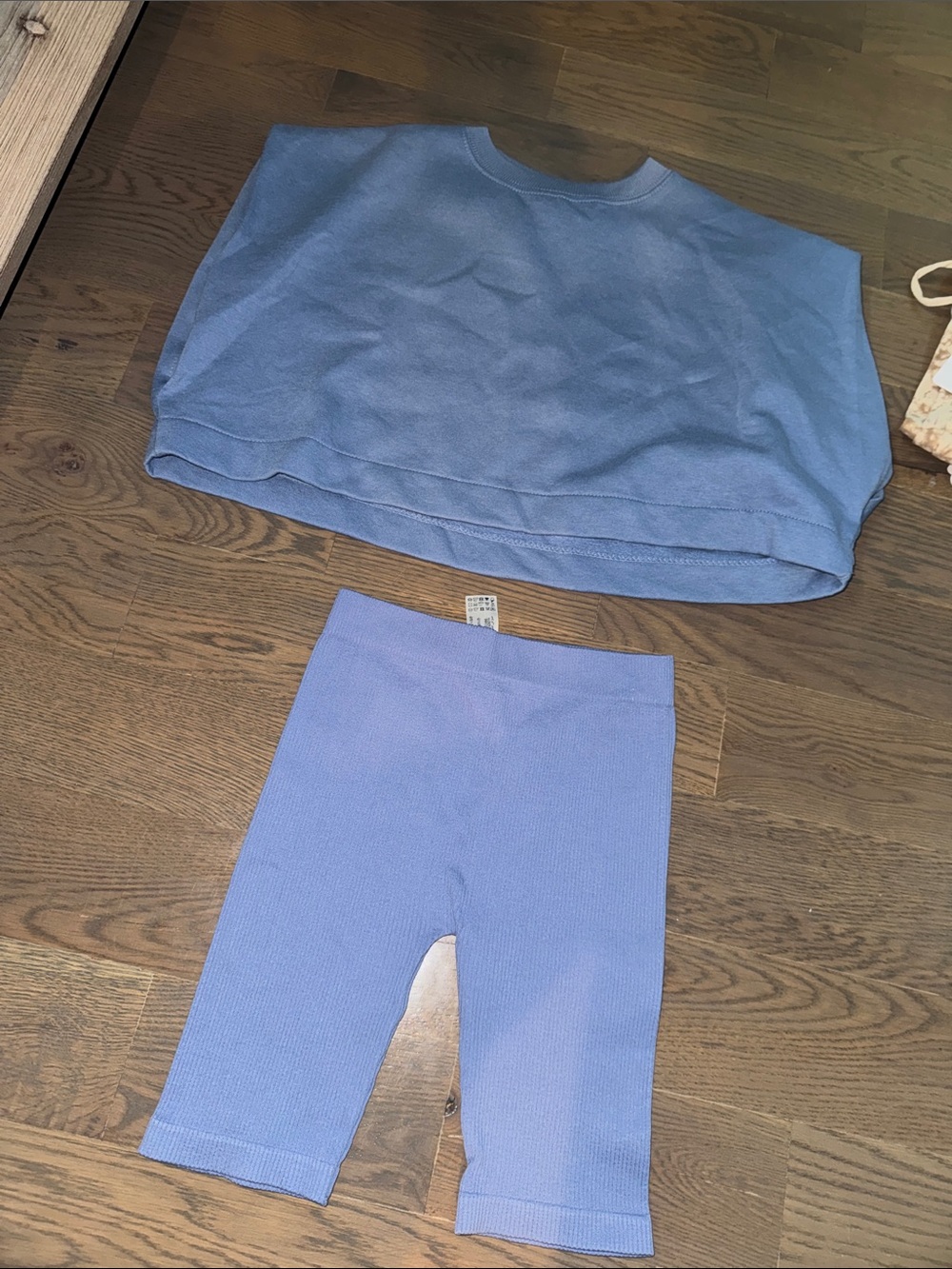 Zara Two-Piece Lavender Blue Top and Bike Shorts Set